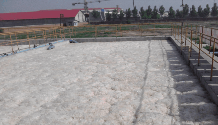 (圖:污水廠泡沫池現(xiàn)場(chǎng))